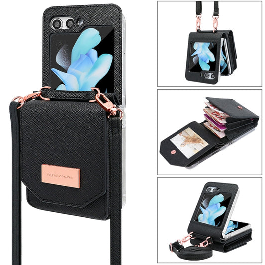 For Samsung Galaxy Z Flip6 / Flip7 FE VIETAO Portable Organ Style Wallet PU Phone Case(Black)