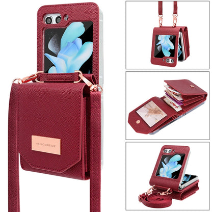 Pour Samsung Galaxy Z Flip6 / Flip7 FE Étui de téléphone portable en cuir PU avec portefeuille de style orgue VIETAO (Rouge)
