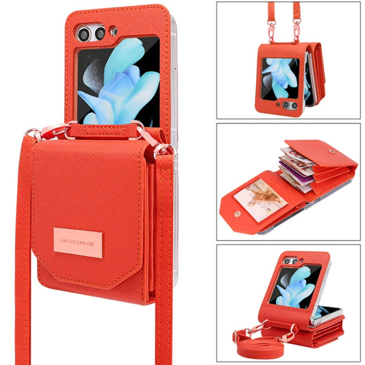 For Samsung Galaxy Z Flip6 / Flip7 FE VIETAO Portable Organ Style Wallet PU Phone Case(Orange)