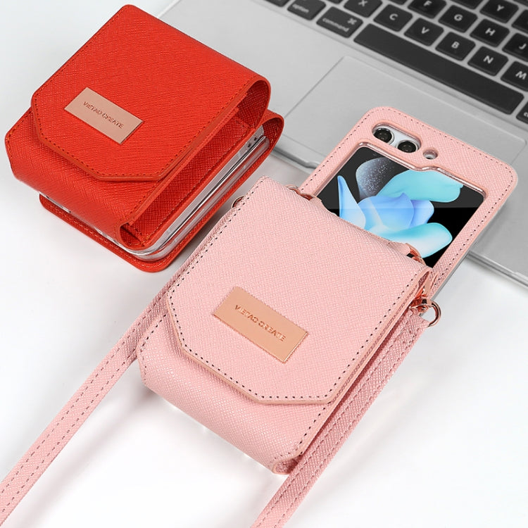 For Samsung Galaxy Z Flip5 VIETAO Portable Organ Style Wallet PU Phone Case(Red)