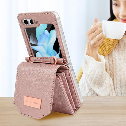 For Samsung Galaxy Z Flip5 VIETAO Portable Organ Style Wallet PU Phone Case(Red)