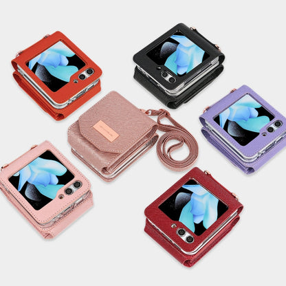 For Samsung Galaxy Z Flip5 VIETAO Portable Organ Style Wallet PU Phone Case(Red)