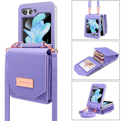 Pour Samsung Galaxy Z Flip5 VIETAO Étui portefeuille portable en PU de style orgue (violet)