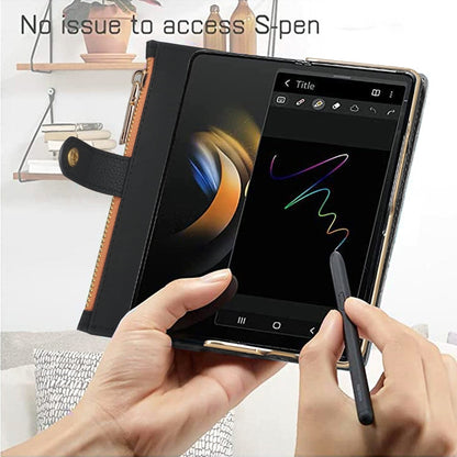For Samsung Galaxy Z Fold6 VIETAO RFID Wallet Leather Phone Case with Wrist Strap(Black)