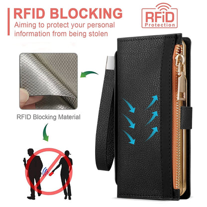 For Samsung Galaxy Z Fold5 VIETAO RFID Wallet Leather Phone Case with Wrist Strap(Brown)