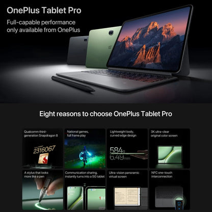 OnePlus Pad Pro 12.1 inch Tablet PC, 12GB+256GB, ColorOS 14.1 Qualcomm Snapdragon 8 Gen3 Octa Core(Gray)