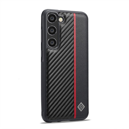 For Samsung Galaxy S25 5G LC.IMEEKE 3 in 1 Carbon Fiber Texture Shockproof Phone Case(Black)