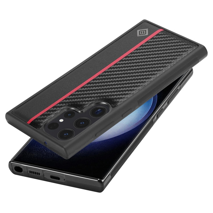 Pour Samsung Galaxy S25 Ultra 5G LC.IMEEKE Étui de téléphone antichoc texturé en fibre de carbone 3 en 1 (noir)