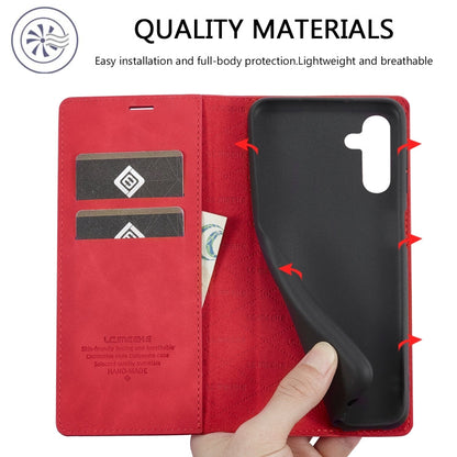 Pour Samsung Galaxy S24 FE 5G LC.IMEEKE Étui de téléphone en cuir microfibre à forte magnétisation (rouge)