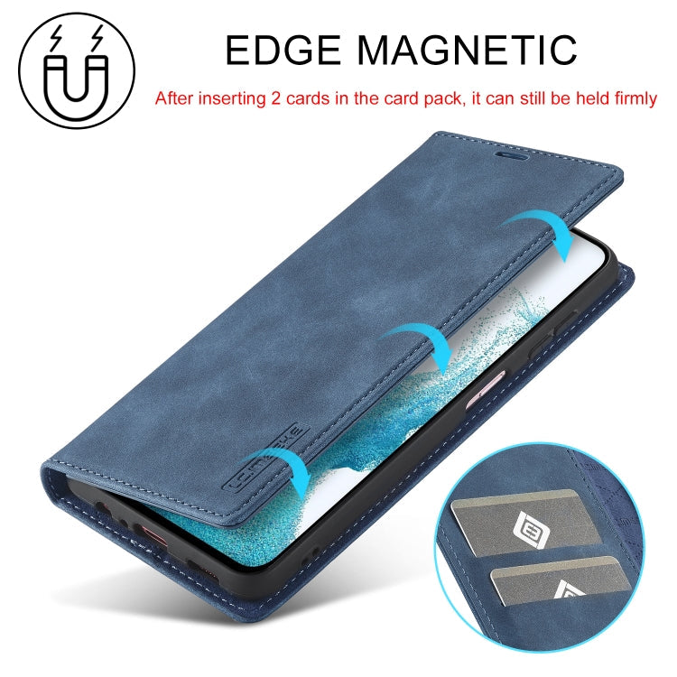 For Samsung Galaxy S24 FE 5G LC.IMEEKE Strong Magnetism Microfiber Leather Phone Case(Blue)