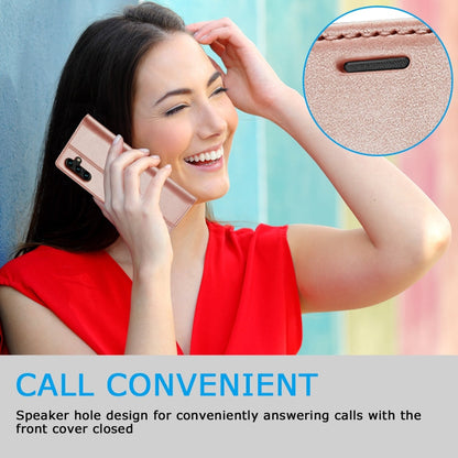For Samsung Galaxy S24 FE 5G LC.IMEEKE Strong Magnetism Microfiber Leather Phone Case(Rose Gold)