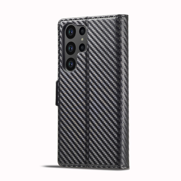For Samsung Galaxy S25 Ultra 5G LC.IMEEKE Carbon Fiber Leather Phone Case(Vertical Black)