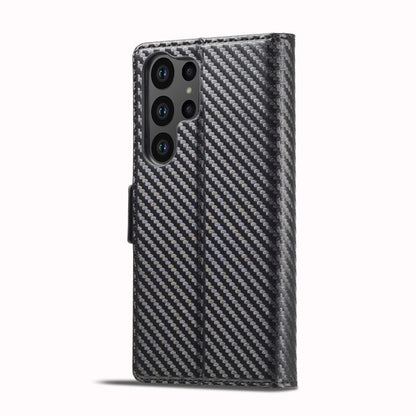 For Samsung Galaxy S25 Ultra 5G LC.IMEEKE Carbon Fiber Leather Phone Case(Vertical Black)