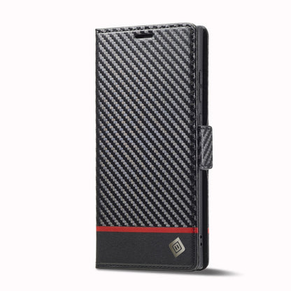 For Samsung Galaxy S25 Ultra 5G LC.IMEEKE Carbon Fiber Leather Phone Case(Horizontal Black)