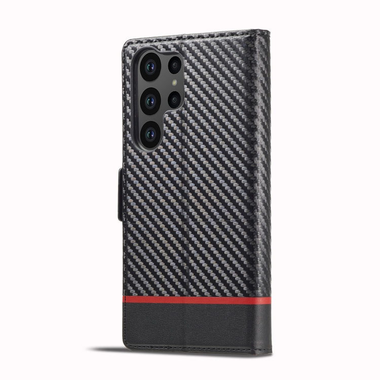 For Samsung Galaxy S25 Ultra 5G LC.IMEEKE Carbon Fiber Leather Phone Case(Horizontal Black)