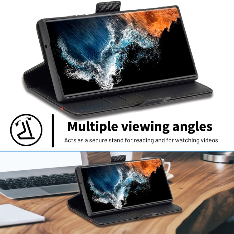 For Samsung Galaxy S25 Ultra 5G LC.IMEEKE Carbon Fiber Leather Phone Case(Horizontal Black)