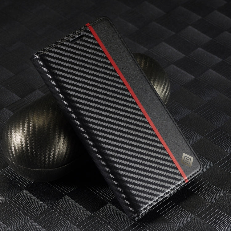 For Samsung Galaxy S25+ 5G LC.IMEEKE Carbon Fiber Leather Phone Case(Vertical Black)