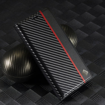 For Samsung Galaxy S25+ 5G LC.IMEEKE Carbon Fiber Leather Phone Case(Vertical Black)