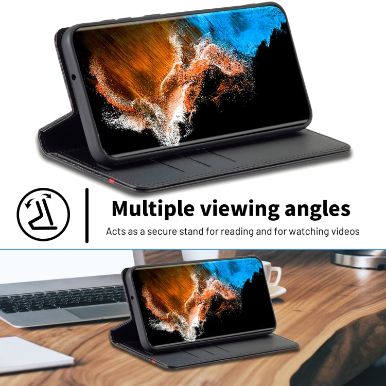 For Samsung Galaxy S25+ 5G LC.IMEEKE Carbon Fiber Leather Phone Case(Vertical Black)