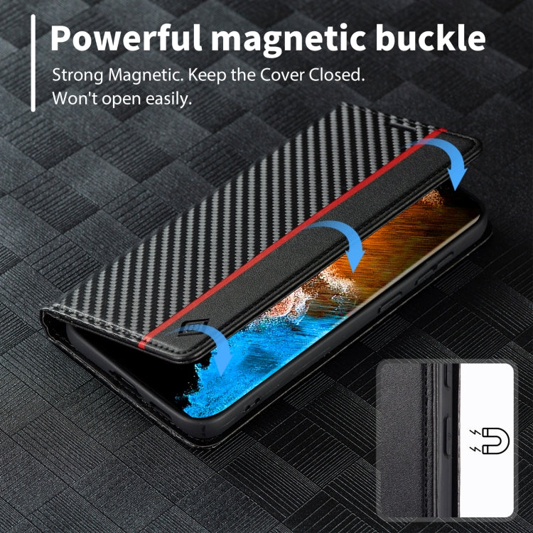 For Samsung Galaxy S25+ 5G LC.IMEEKE Carbon Fiber Leather Phone Case(Vertical Black)