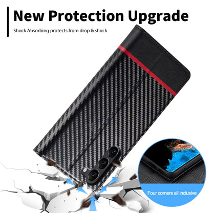 For Samsung Galaxy S25+ 5G LC.IMEEKE Carbon Fiber Leather Phone Case(Horizontal Black)