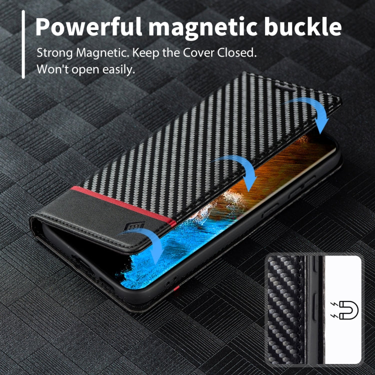 For Samsung Galaxy S25+ 5G LC.IMEEKE Carbon Fiber Leather Phone Case(Horizontal Black)