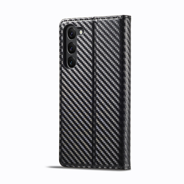 For Samsung Galaxy S25 5G LC.IMEEKE Carbon Fiber Leather Phone Case(Vertical Black)