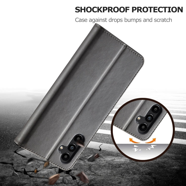 For Samsung Galaxy S24 FE 5G LC.IMEEKE Calf Texture Leather Phone Case(Grey)