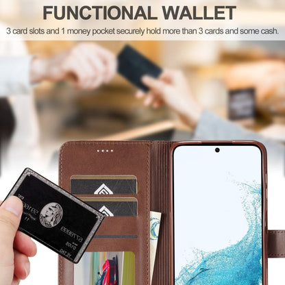 For Samsung Galaxy S24 FE 5G LC.IMEEKE Calf Texture Leather Phone Case(Coffee)