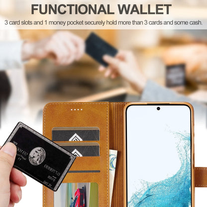 For Samsung Galaxy S24 FE 5G LC.IMEEKE Calf Texture Leather Phone Case(Brown)