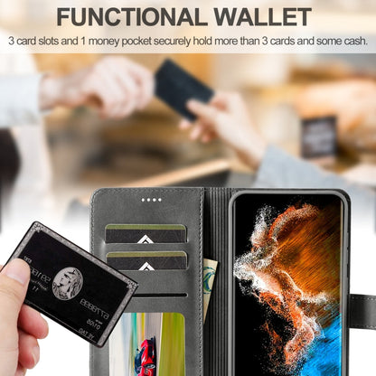 For Samsung Galaxy S25 5G LC.IMEEKE Calf Texture Leather Phone Case(Grey)