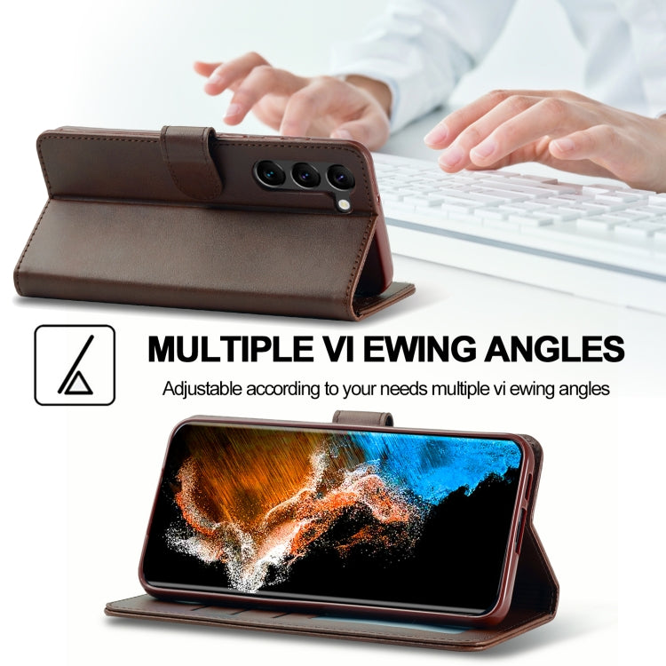 For Samsung Galaxy S25 5G LC.IMEEKE Calf Texture Leather Phone Case(Coffee)