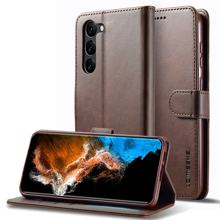 For Samsung Galaxy S25 5G LC.IMEEKE Calf Texture Leather Phone Case(Coffee)