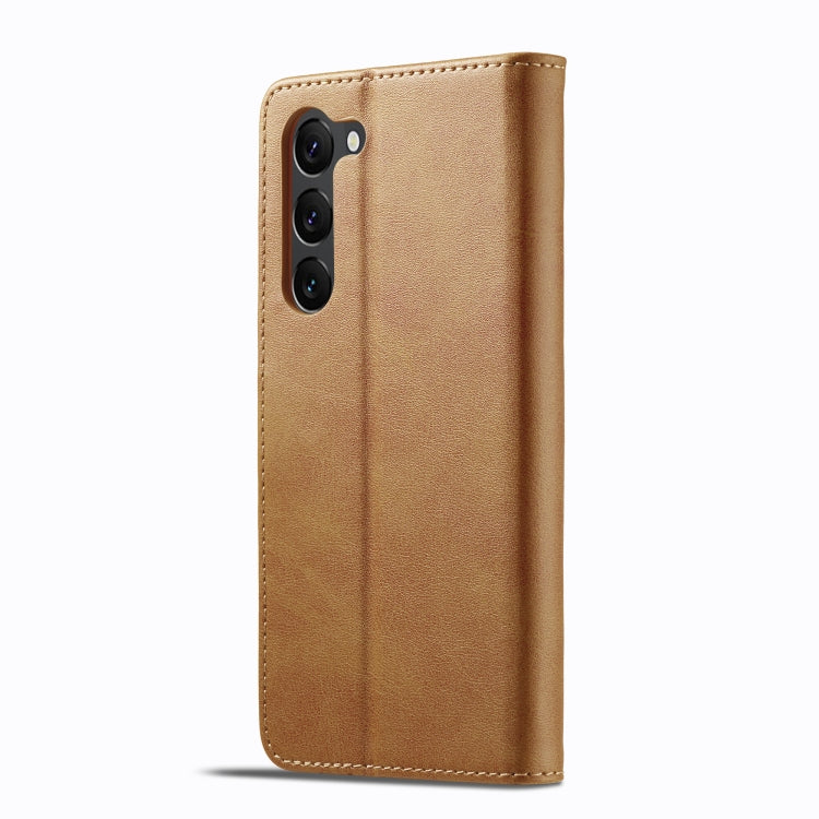For Samsung Galaxy S25 5G LC.IMEEKE Calf Texture Leather Phone Case(Brown)