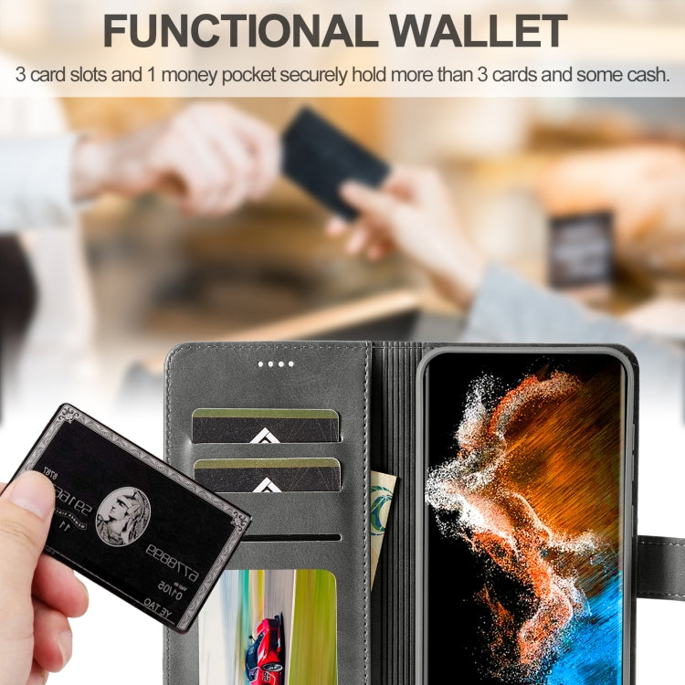 For Samsung Galaxy S25+ 5G LC.IMEEKE Calf Texture Leather Phone Case(Grey)