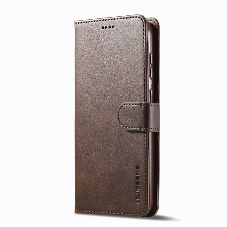 For Samsung Galaxy S25+ 5G LC.IMEEKE Calf Texture Leather Phone Case(Coffee)