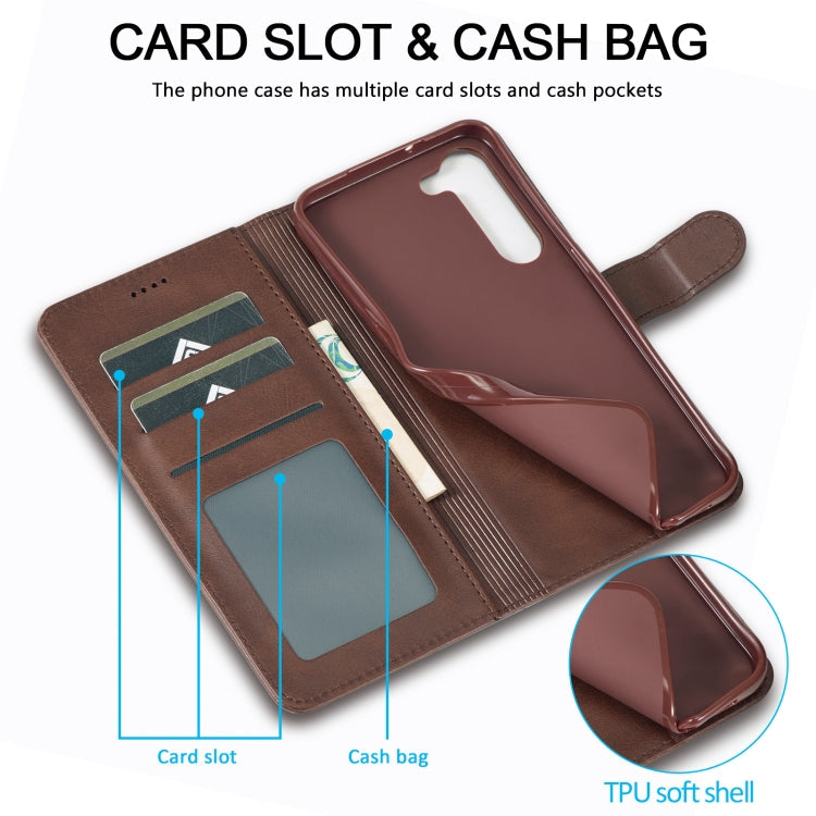 For Samsung Galaxy S25+ 5G LC.IMEEKE Calf Texture Leather Phone Case(Coffee)