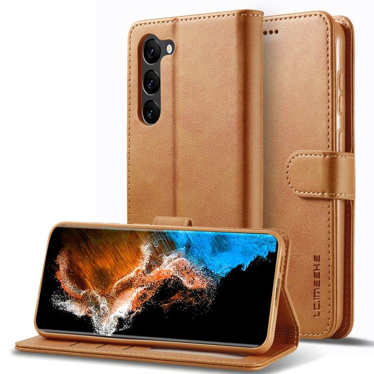 For Samsung Galaxy S25+ 5G LC.IMEEKE Calf Texture Leather Phone Case(Brown)