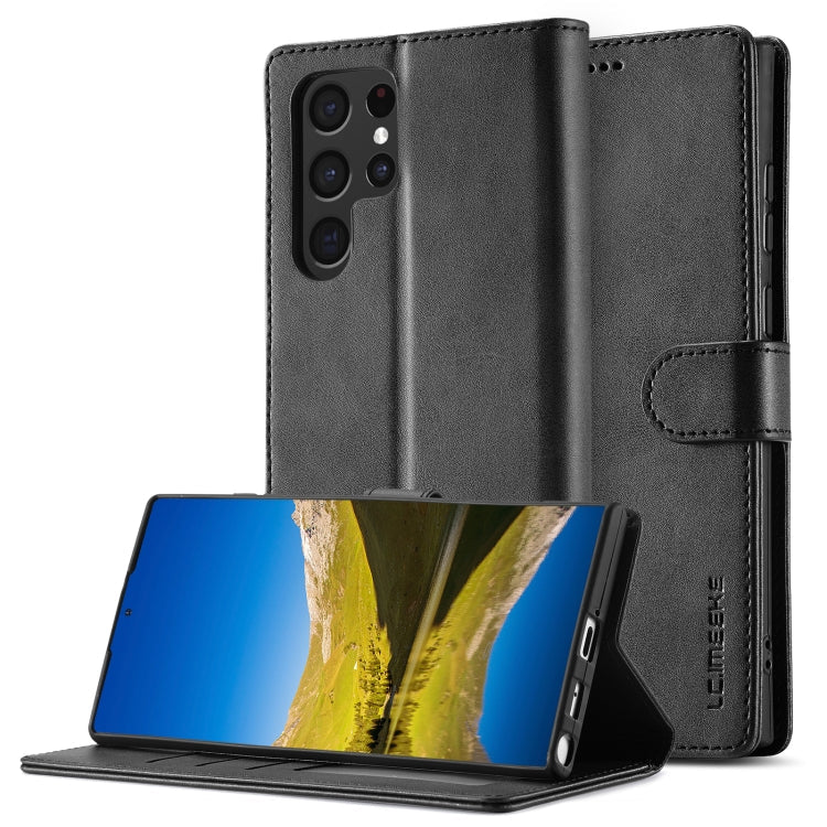 For Samsung Galaxy S25 Ultra 5G LC.IMEEKE Calf Texture Leather Phone Case(Black)