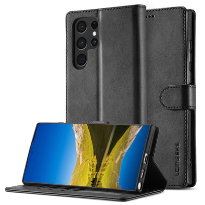For Samsung Galaxy S25 Ultra 5G LC.IMEEKE Calf Texture Leather Phone Case(Black)