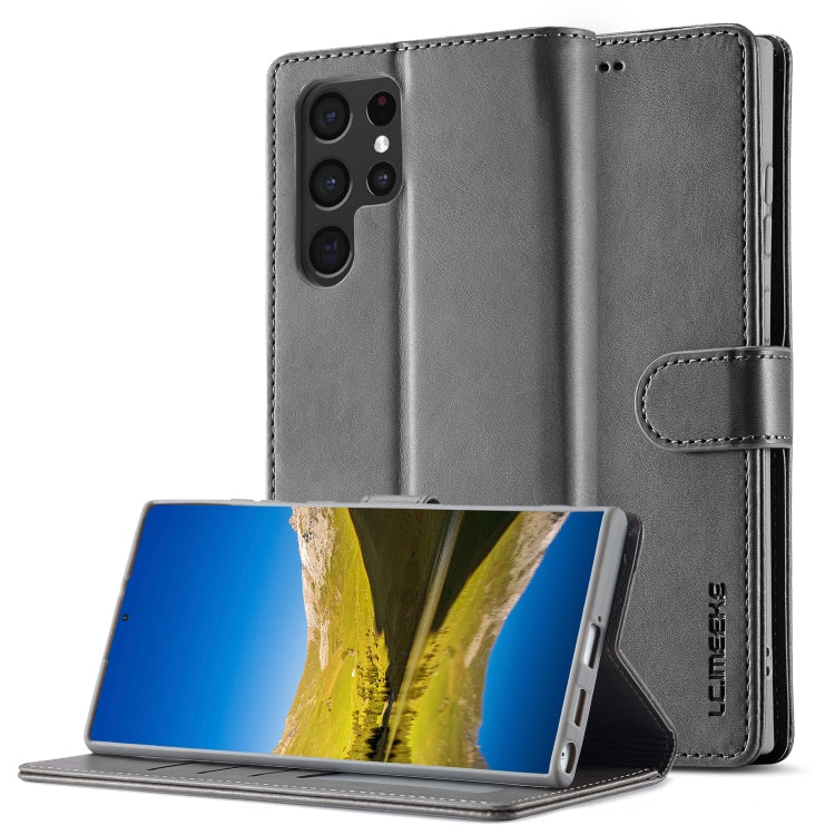 For Samsung Galaxy S25 Ultra 5G LC.IMEEKE Calf Texture Leather Phone Case(Grey)