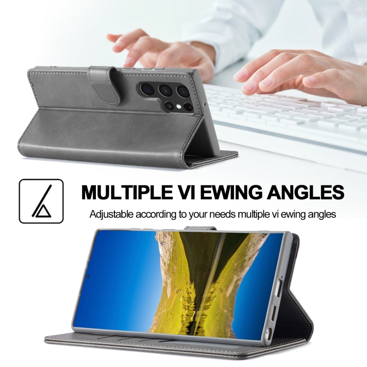 For Samsung Galaxy S25 Ultra 5G LC.IMEEKE Calf Texture Leather Phone Case(Grey)