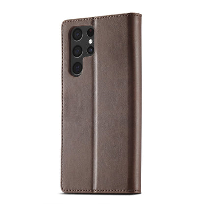For Samsung Galaxy S25 Ultra 5G LC.IMEEKE Calf Texture Leather Phone Case(Coffee)