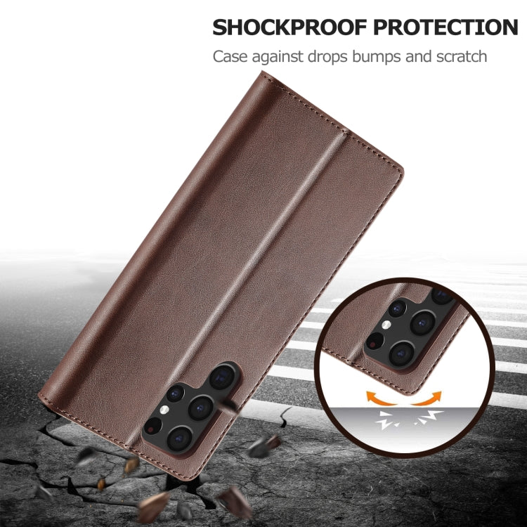 For Samsung Galaxy S25 Ultra 5G LC.IMEEKE Calf Texture Leather Phone Case(Coffee)