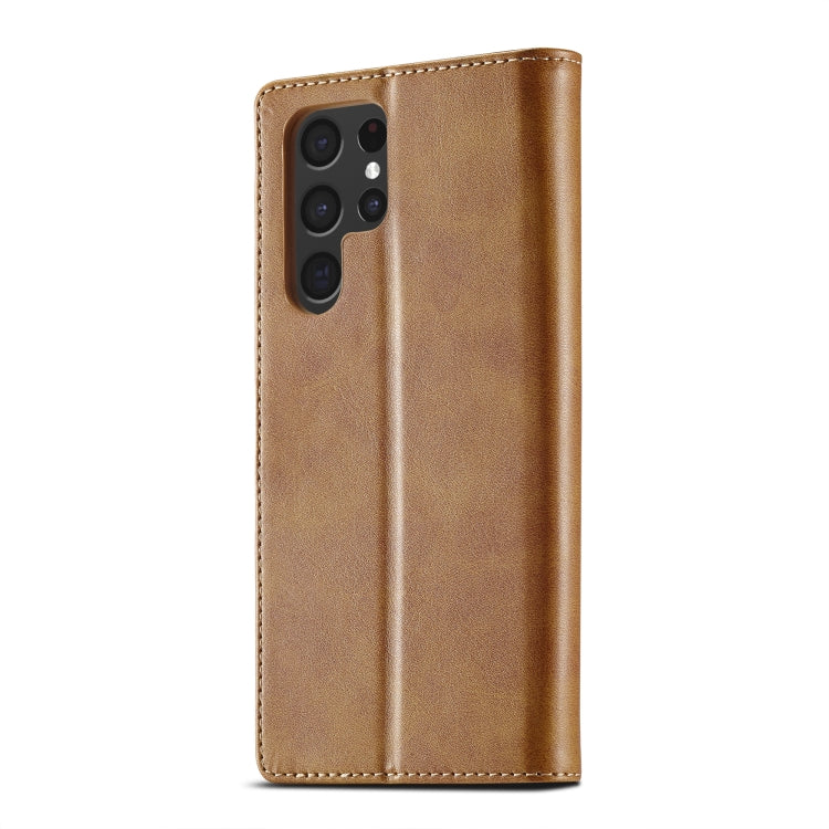 For Samsung Galaxy S25 Ultra 5G LC.IMEEKE Calf Texture Leather Phone Case(Brown)