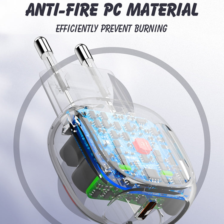 LDNIO A1206C PD27W USB-C / Type-C Fast Charger with 1m 8 Pin Cable, Plug Type:EU Plug(White)