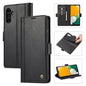 Pour Samsung Galaxy S24 FE 5G LC.IMEEKE Étui de téléphone en cuir avec fentes pour cartes et agréable au toucher (noir)