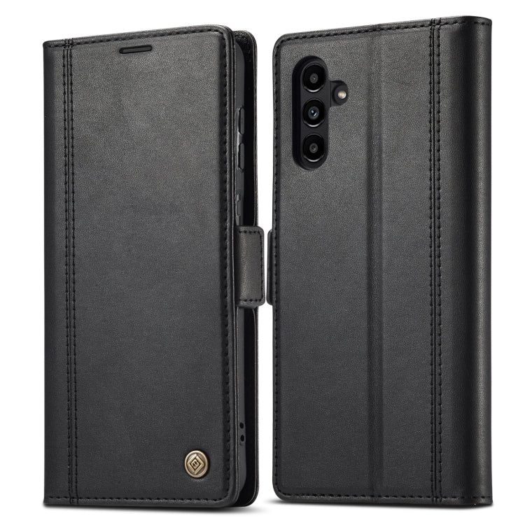 Pour Samsung Galaxy S24 FE 5G LC.IMEEKE Étui de téléphone en cuir avec fentes pour cartes et agréable au toucher (noir)