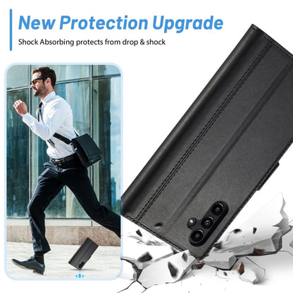 Pour Samsung Galaxy S24 FE 5G LC.IMEEKE Étui de téléphone en cuir avec fentes pour cartes et agréable au toucher (noir)