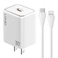 LDNIO A1508C PD30W USB-C / Type-C Fast Charger with 1m 8 Pin Cable(White)